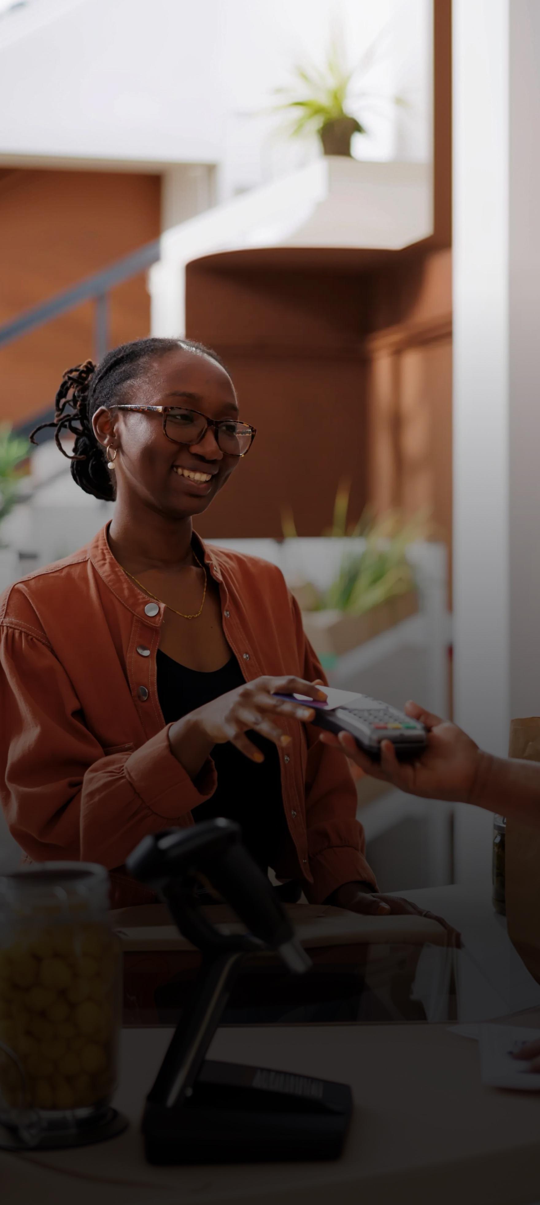 Merchant accepting a card payment in store